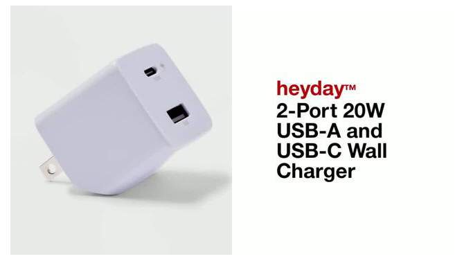2-Port 20W USB-A and USB-C Wall Charger - heyday™, 2 of 5, play video
