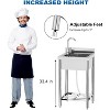 21"x20"x37" free-standing stainless steel sink with 360° rotating faucet, hot/cold water supply, and storage rack for kitchens and outdoor use. - 2 of 4