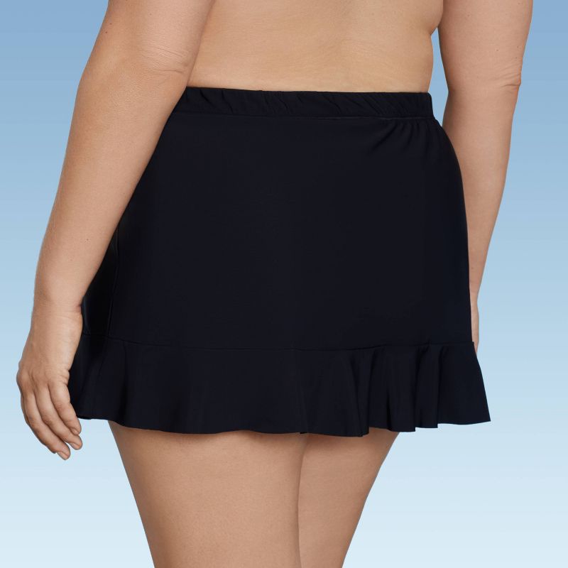 Women's UPF 50 Ruffle Swim Skirt - Aqua Green® Black, 3 of 6