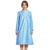 YafeMarte Women’s Long Sleeve Flannel Nightgown with Lace Trim and Floral Design - 2 of 4