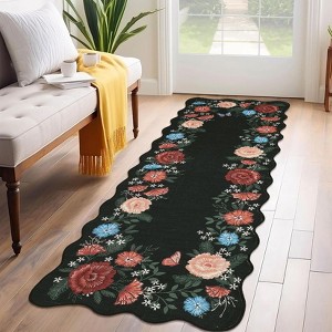 coucheta Area Rug, Low Pile, Washable Rugs,Stain Resistant, Non Slip, Modern Floral Scalloped Carpet for Bedroom, Living Room - 1 of 4