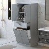 Bathroom Storage Cabinet with Two Laundry Baskets, Storage Cabinet with Doors and Drawer for Home, White - 4 of 4