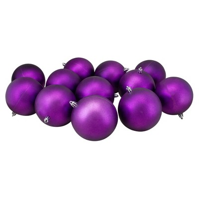 Northlight 12ct Shatterproof Matte Christmas Ball Ornament Set 4" - Purple