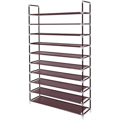SEVOBAL 10-Tier Freestanding Solid and Durable with Non-Woven Fabric Storage Shelves Portable Handles for Closet Entryway, Purple, 37.8"*4.92"*3.74"