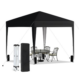 SUGIFT 10'x10'  Pop Up Canopy Tent，Easy Setup Instant Canopy with Carry Bag for Backyard Home Party Outdoor Events, Black - 1 of 4