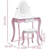 Angel Sar 26.7 Inch Kids Vanity Set, Wooden Makeup Dressing Table with 360° Rotating Mirror, Stool, Anti-Slip Foot Pads, Pink Princess Design - 3 of 4