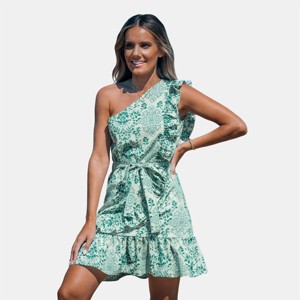 Women's Floral One-Shoulder Ruffle Mini Dress - Cupshe - 1 of 4