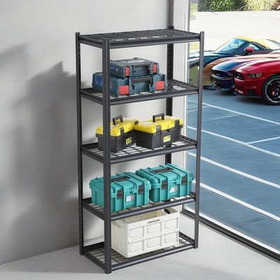 ROOMTEC 5 Tier Heavy Duty Metal Storage Shelves, Adjustable Standing Storage Shelf Units Rack for Garages, Kitchen (72"H x 35.4"W x 17.7"D)