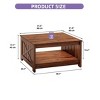 Farmhouse Square Coffee Table Cocktail Center Table with Bottom Shelf For Living Room Organizer Brown - 2 of 4