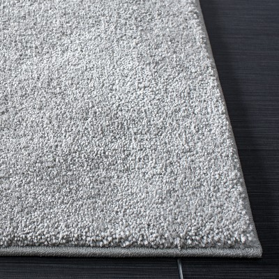 Light Gray Hand-Knotted Solid Synthetic Area Rug