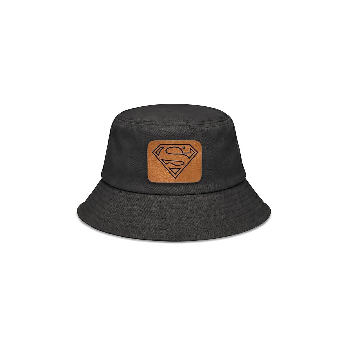 Superman Leather Bucket Hat for Kids - Officially Licensed Superman Leather Boys Bucket Hat, Beach Hat 4-14 Black, Grey, Blue, White and Red