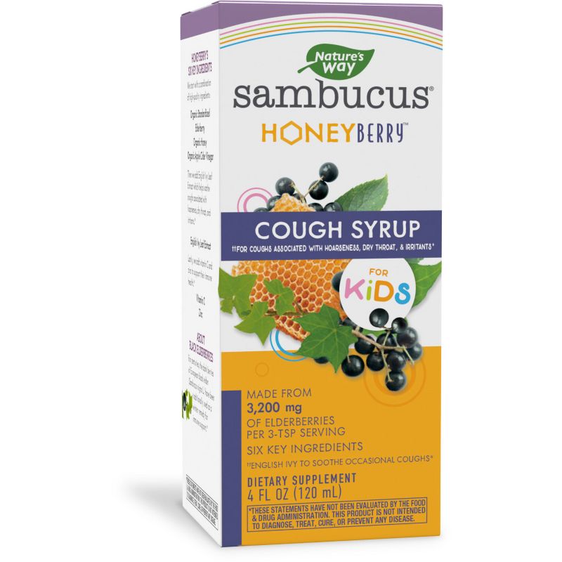 Nature&#39;s Way Kids Sambucus HoneyBerry Cough Syrup with Elderberry - 4 fl oz, 1 of 8