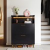 KTMBDW Shoe Cabinet Storage with 2 Flip Drawers for Entryway, Slim Freestanding Narrow Shoe Organizer Rack Cabinet for Hallway, Living Room, Black - 3 of 4