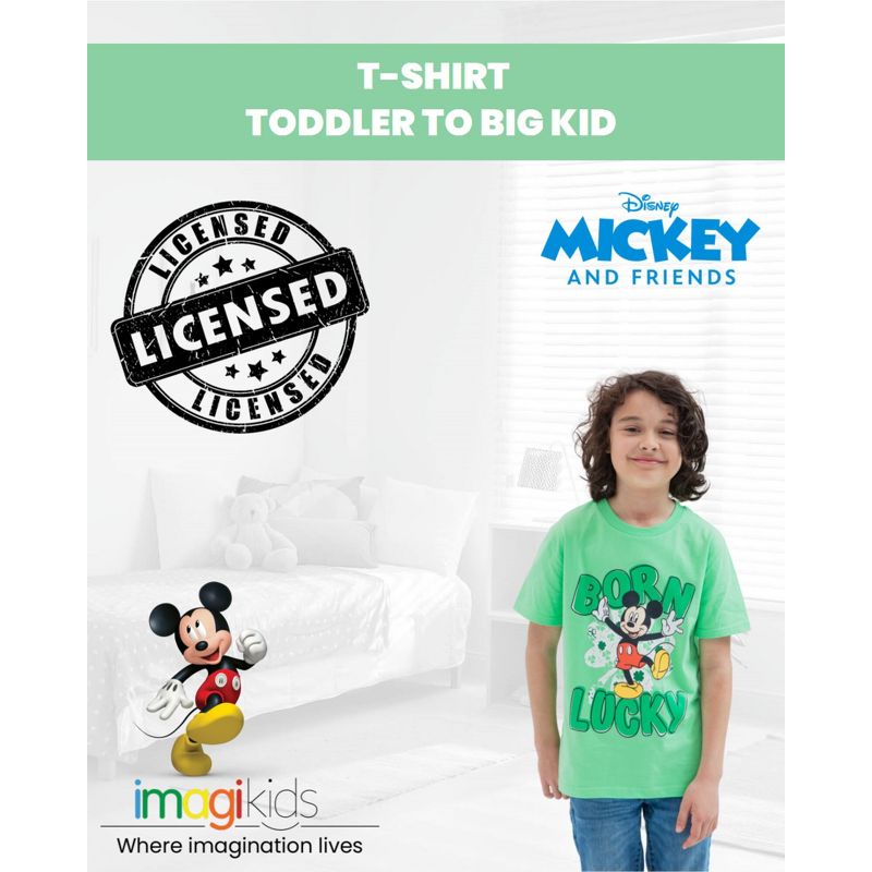 Disney Mickey Mouse T-Shirt Toddler to Big Kid - Valentine's Day, St. Patrick's Day, July 4th, Christmas, Halloween, 2 of 7