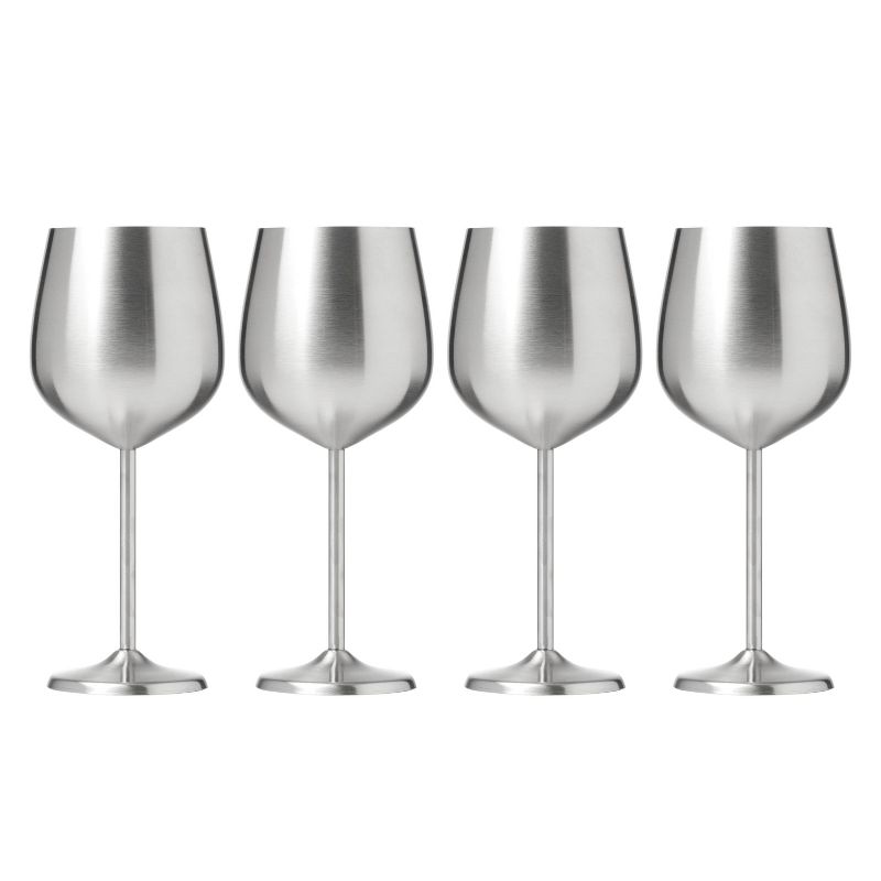 Cambridge Silversmiths Set of 4 18oz Stainless Steel Wine Glasses Silver Finish, 2 of 4
