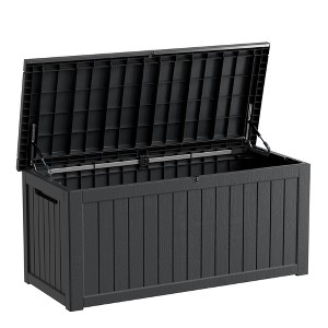 FURNIinspire Deck Boxes, Outdoor Storage Box with Waterproof Function for Gardening Tools, Pool Supplies, Patio Furniture, Black, 57.87"*32.24"*33.66" - 1 of 4