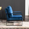 Grungis Leather/Microfiber/Velvet Accent Chair - Reinforced Metal Frame, Thick Padded Cushion, Square Armrests,Arm Chair for Bedroom,Reading Room - 4 of 4