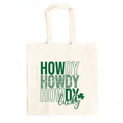 City Creek Prints Leopard Howdy Lucky Canvas Tote Bag - 15x16 - Natural