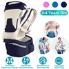Qinhu Ergonomic Multifunctional Baby Carrier with Hip Seat & Head Hood, Adjustable for 0-4 Years, 55lbs blue - 3 of 4
