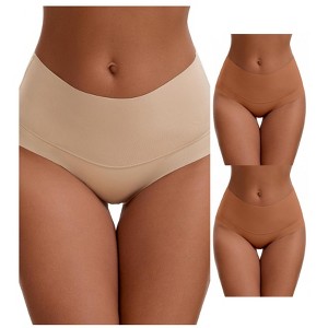 INSPIRE CHIC Women's High Waist Tummy Control Full Coverage Briefs Breathable Panties 3 Packs - 1 of 4