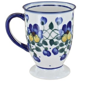 Blue Rose Polish Pottery 14C WR Unikat Pedestal Mug - 1 of 1