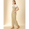 Allegra K Women's Casual Vintage Straps Ruffled Pockets 100% Cotton Wide Leg Overalls Jumpsuit - 2 of 4