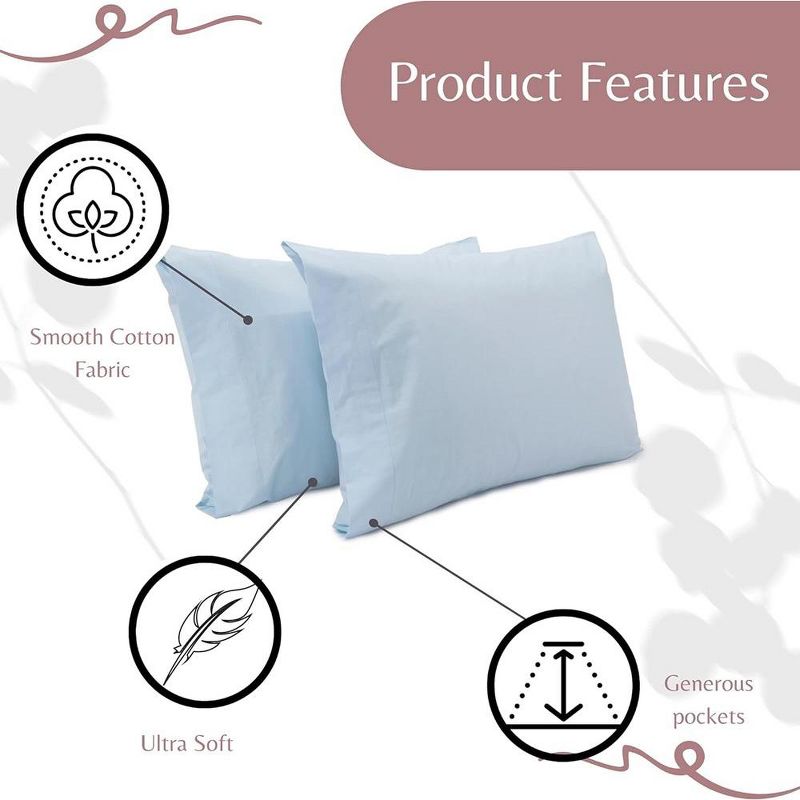 Superity Linen Standard Pillow Cases  - 2 Pack - 100% Premium Cotton - Open Enclosure, 2 of 8