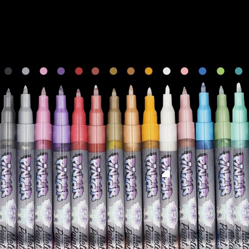 PINTAR Premium Metallic Paint Pens - 14 Pack Fine Tip Paint Pens For Rock  Painting, Stone, Ceramic, Glass, Wood, Fabric, Porcelain and Paper