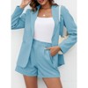 Imily Bela Women's two-piece suit with long-sleeve blazer and solid color shorts with pockets - 3 of 4