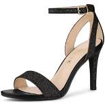 Allegra K Women's Glitter Ankle Strap Stiletto High Heel Sandals