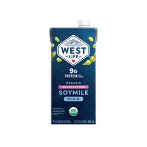 West Life Organic Unsweetened Plain Shelf Stable Soy Milk - 32 fl oz - 1 of 4