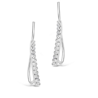Shine By Sterling Forever Sterling Silver Pave Cz Ear Crawler Earrings ...