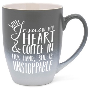 Elanze Designs Jesus Coffee Unstoppable Two Toned Ombre Matte Grey and White 12 ounce Ceramic Stoneware Coffee Cup Mug - 1 of 4