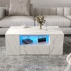 KTMBDW 37inch High-Glossy LED Coffee Table with 2 Sliding Drawers, Living Room Storage Tables with Marbling Print,Modern Stylish Center Tables - 2 of 4