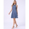 INSPIRE CHIC Women's Lightweight Halter Neck Button Down A-Line Denim Dress - 4 of 4
