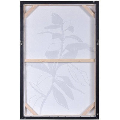 Black and White Abstract Leaf Canvas Art with Frame, 26" x 38"