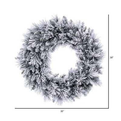 30" Flocked Pine Artificial Christmas Wreath with PVC Tips