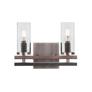 Toltec Lighting Belmont 2 - Light Vanity in  Graphite/Distressed Wood with 2.5" Clear Bubble Shade - 1 of 1