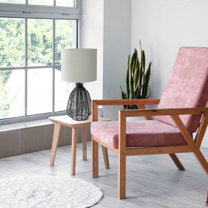 21" Vintage Rattan Wicker Style Paper Rope Bedside Table Lamp with Fabric Shade - Lalia Home - 1 of 4