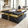 Modern Black Square Coffee Table 43" Storage Table with 4 Drawers, Gold Accents & 800lb Capacity for Living Room - 2 of 4