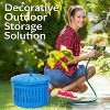 Sunnydaze 17.5" Outdoor Decorative Metal Garden Hose Holder with Lid - Blue Patina - 4 of 4