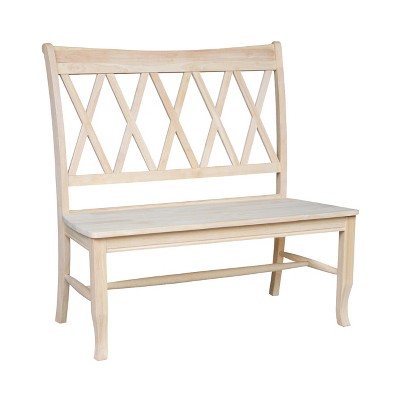 Classic Unfinished Solid Wood Double X-Back Bench