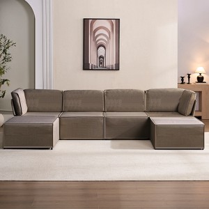 Mjkone Oversized Modular Sectional Sofa, U/L-Shaped Couch with Deep Seat, Ottoman, Convertible Modern Linen Sleeper Sofa Bed - 1 of 4