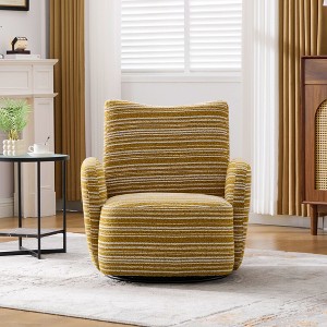 GDFStudio Colette Modern 360° Swivel Striped Pattern Boucle Upholstered Arm Chair - 1 of 4