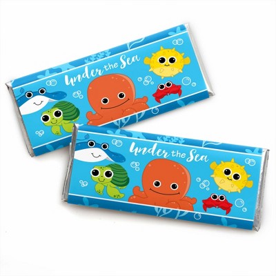 Big Dot of Happiness Under the Sea Critters - Candy Bar Wrappers Baby Shower or Birthday Party Favors - Set of 24