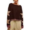 Clotth Women's Star Graphic Sweatshirt - Y2k Oversized Crewneck, Drop Shoulder, Long Sleeve Preppy Shirts, Pullover Tops - 4 of 4