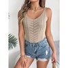 Clearlove Womens Hollow Out Knitted Tops V Neck Outer Wear Sleeveless Slimming Crop Tops Summer Blouse Camisoles Vest for Women - 4 of 4