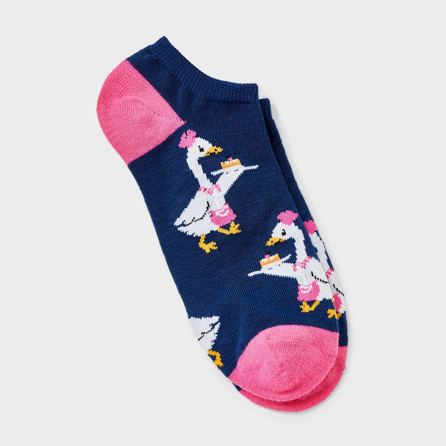 Women's Goose Low Cut Socks - Pink/Navy 4-10