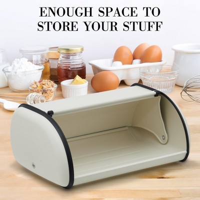 TROPOW Stainless Steel Bread Box for Kitchen Countertop, Roll Top Beige Bread Storage Container for Homemade Bread — фото 5