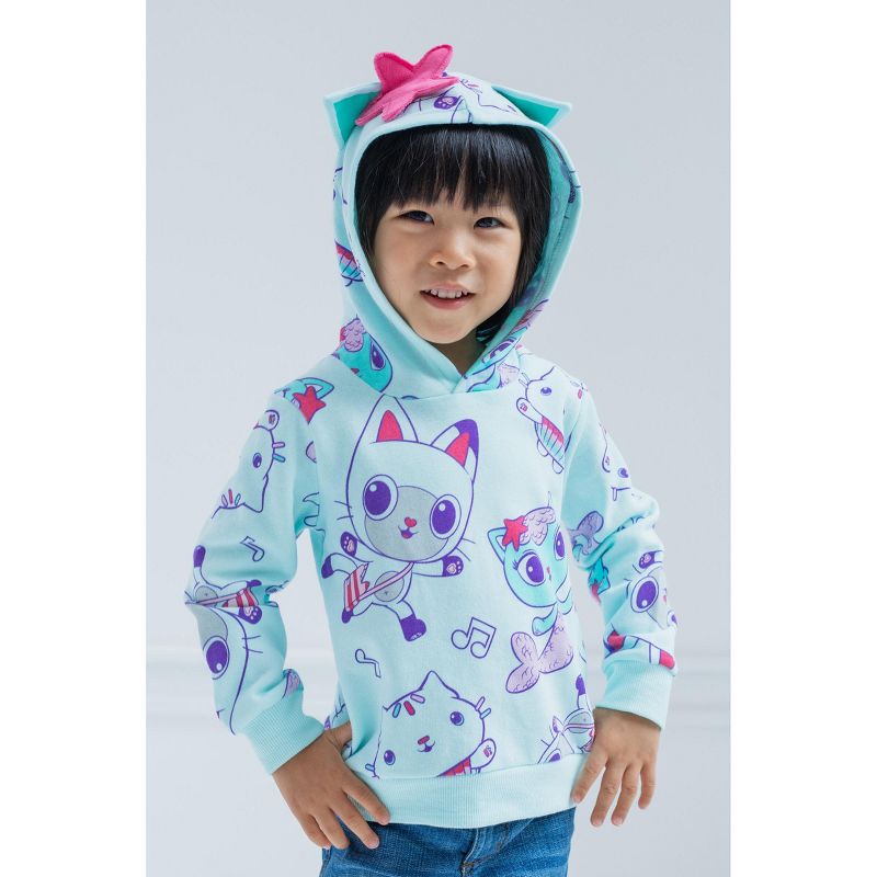 Dreamworks Gabby's Dollhouse Pandy Paws Cakey Cat MerCat Girls Fleece Pullover Hoodie Toddler to Big Kid, 2 of 8